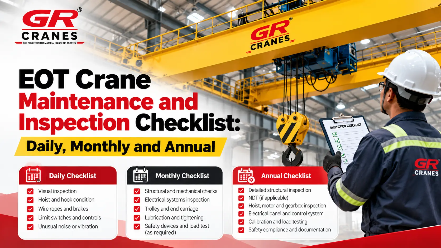 EOT Crane Maintenance and Inspection Checklist: Daily, Monthly and Annual
